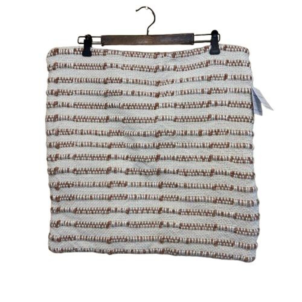 NWT Pottery Barn Reed All Over Striped Pillow Cover  20x20" Cream Tan Textured